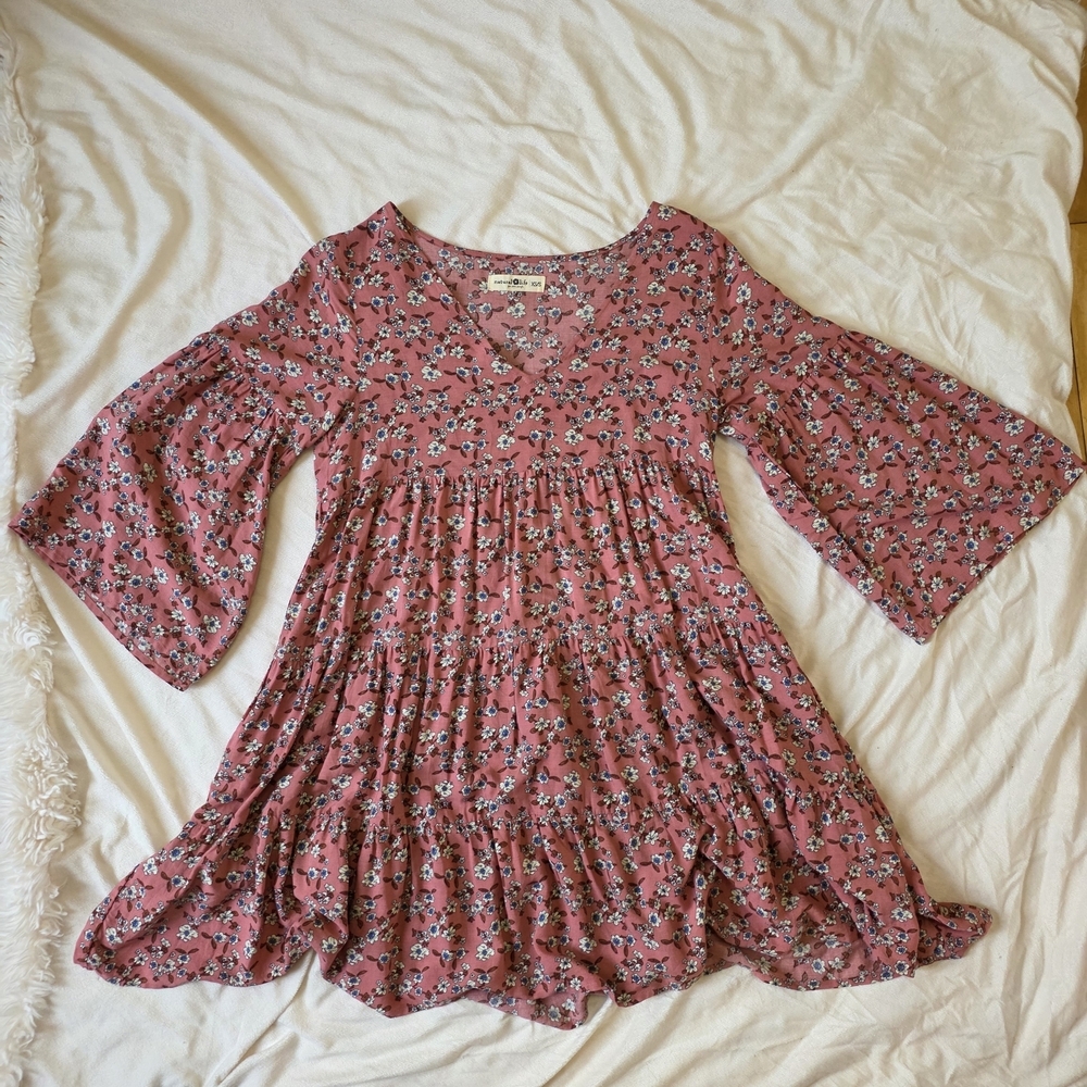 Boho Flowy Floral Mini Baby Doll Dress By Natural Life